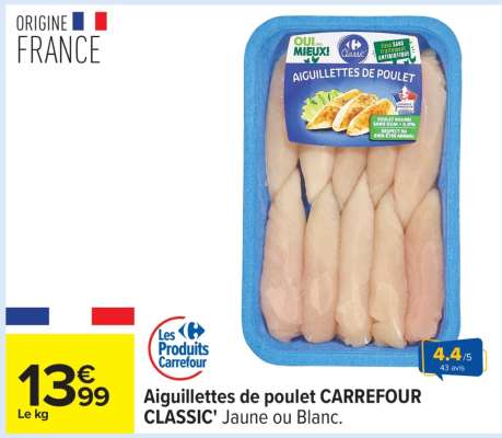 Aiguillettes de poulet CARREFOUR CLASSIC'