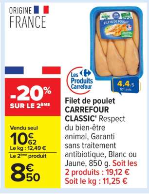 Filet de poulet CARREFOUR CLASSIC'