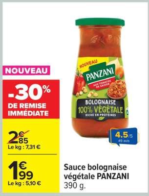 Sauce bolognaise végétale PANZANI