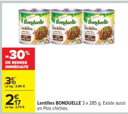 Lentilles BONDUELLE 3 x 285 g