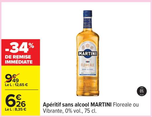 Apéritif sans alcool MARTINI Floreale ou Vibrante