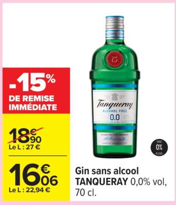 Gin sans alcool TANQUERAY