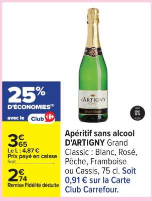 Apéritif sans alcool D'ARTIGNY Grand Classic
