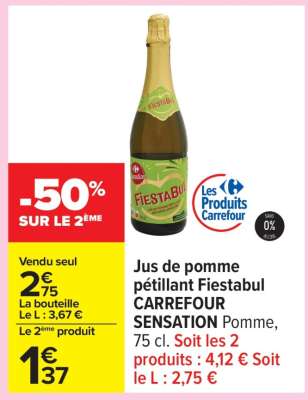Jus de pomme pétillant Fiestabul CARREFOUR SENSATION