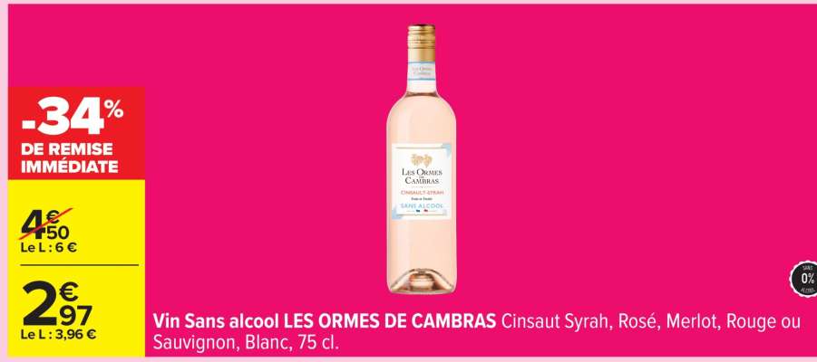 Vin Sans alcool LES ORMES DE CAMBRAS