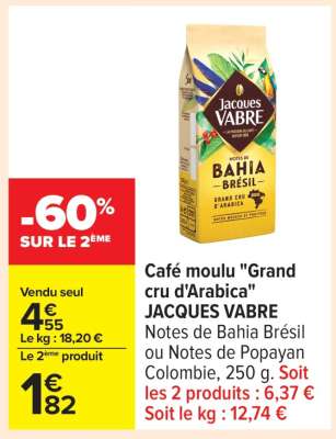 Café moulu «Grand cru d’Arabica» JACQUES VABRE