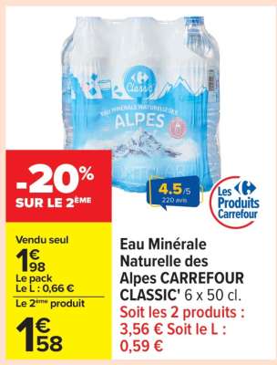 Eau Minérale Naturelle des Alpes CARREFOUR CLASSIC' 6 x 50 cl