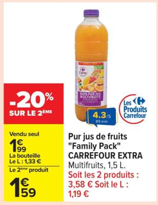 Pur jus de fruits "Family Pack" CARREFOUR EXTRA