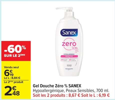 Gel Douche Zéro% Sanex