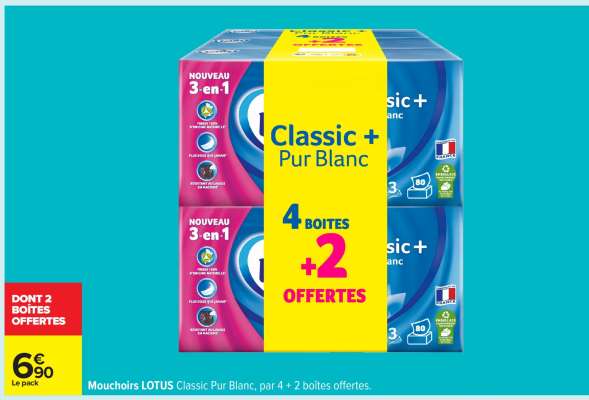 Mouchoirs LOTUS Classic Pur Blanc