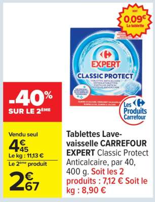 Tablettes Lave-vaisselle CARREFOUR EXPERT Classic Protect Anticalcaire