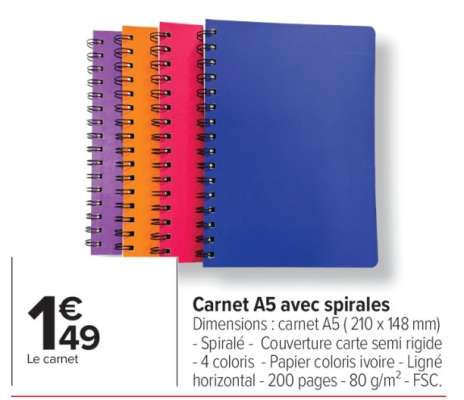 Carnet A5 avec spirales