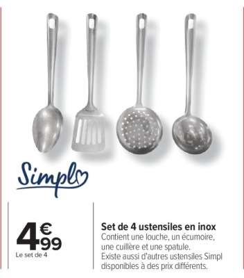 Set de 4 ustensiles en inox