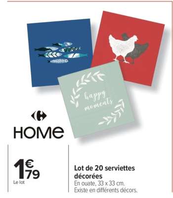 Lot de 20 serviettes décorées