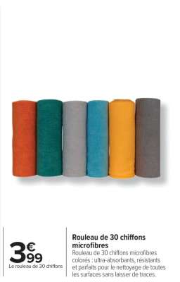 Rouleau de 30 chiffons microfibres