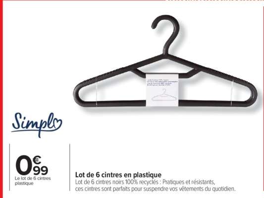 Lot de 6 cintres en plastique