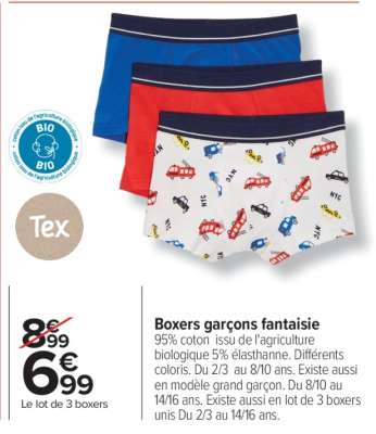 Boxers garçons fantaisie