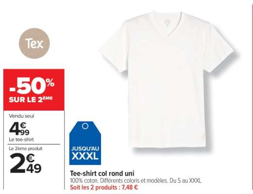 Tee-shirt col rond uni