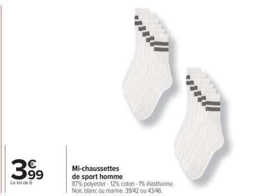 Mi-chaussettes de sport homme