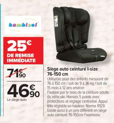 Siège auto ceinturé I-size 76-150 cm