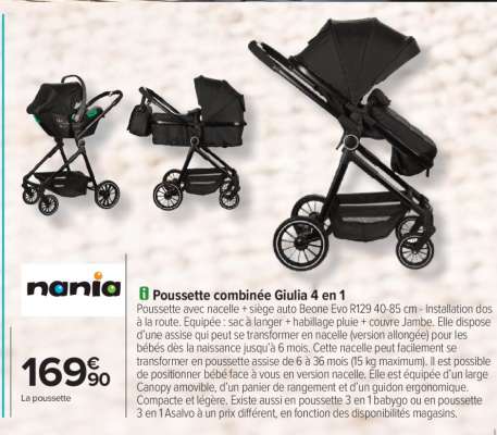 Poussette combinée Giulia 4 en 1