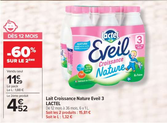 Lait Croissance Nature Eveil 3 LACTEL