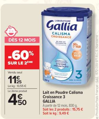 Lait en Poudre Calisma Croissance 3 GALLIA