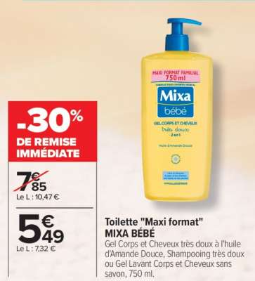 Toilette "Maxi format" MIXA BÉBÉ