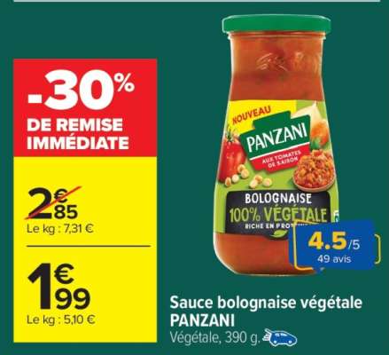 Sauce bolognaise végétale PANZANI