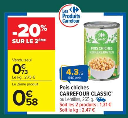 Pois chiches CARREFOUR CLASSIC'