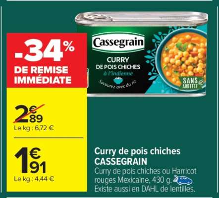 Curry de pois chiches CASSEGRAIN