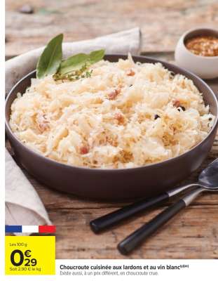 Choucroute cuisinée aux lardons et au vin blanc