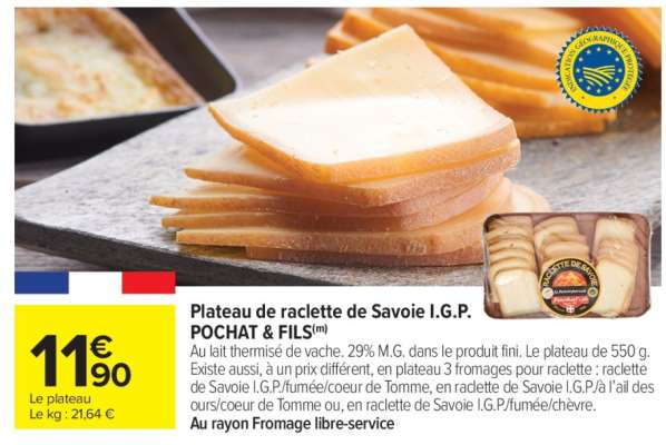 Plateau de raclette de Savoie I.G.P. POCHAT & FILS