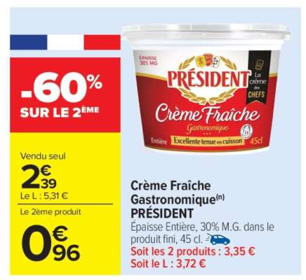 CRÈME FRAÎCHE GASTRONOMIQUE PRESIDENT