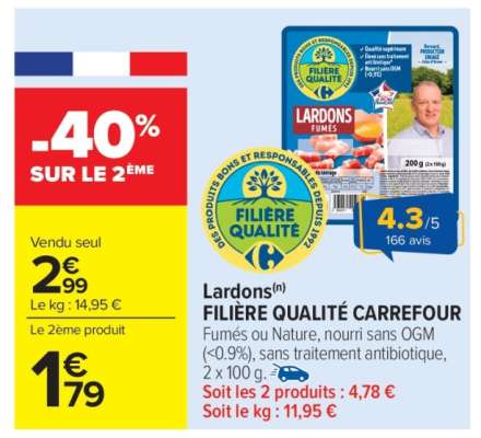 Lardons Filière Qualité Carrefour