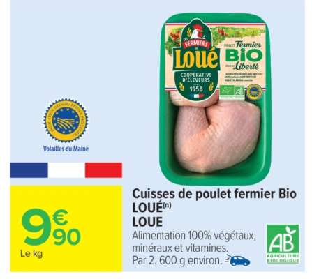 Cuisses de poulet fermier Bio LOUÉ