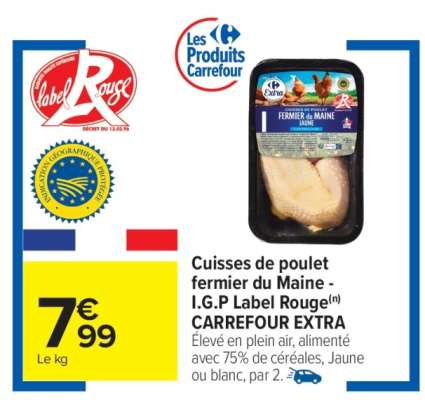 Cuisses de poulet fermier du Maine - I.G.P Label Rouge CARREFOUR EXTRA