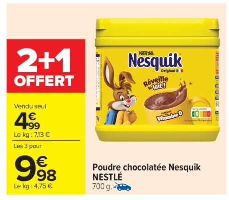 POUDRE CHOCOLATÉE NESQUIK NESTLÉ