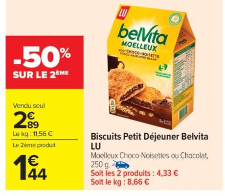 BISCUITS PETIT-DÉJEUNER BELVITA “LU”