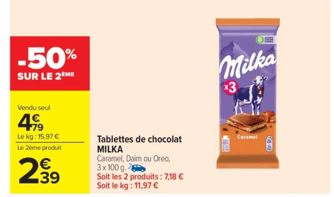 Tablettes de chocolat 'Milka'