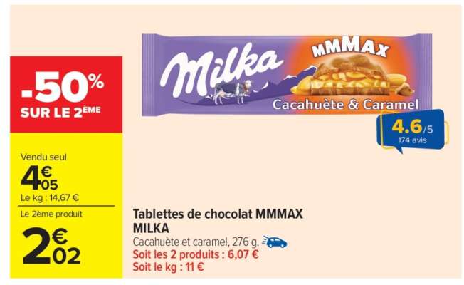 Tablettes de chocolat MMMAX MILKA