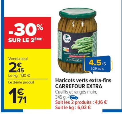 Haricots verts extra-fins CARREFOUR EXTRA