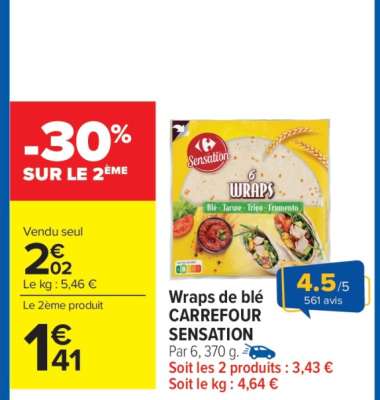 Wraps de blé CARREFOUR SENSATION