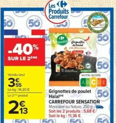 Grignottes de poulet Halal CARREFOUR SENSATION
