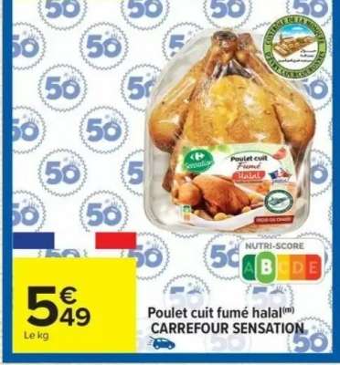 Poulet cuit fumé halal CARREFOUR SENSATION