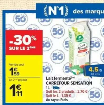 Lait fermenté CARREFOUR SENSATION