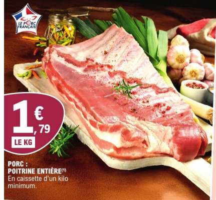 Porc : poitrine entière