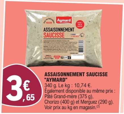 ASSAISONNEMENT SAUCISSE "AYMARD"