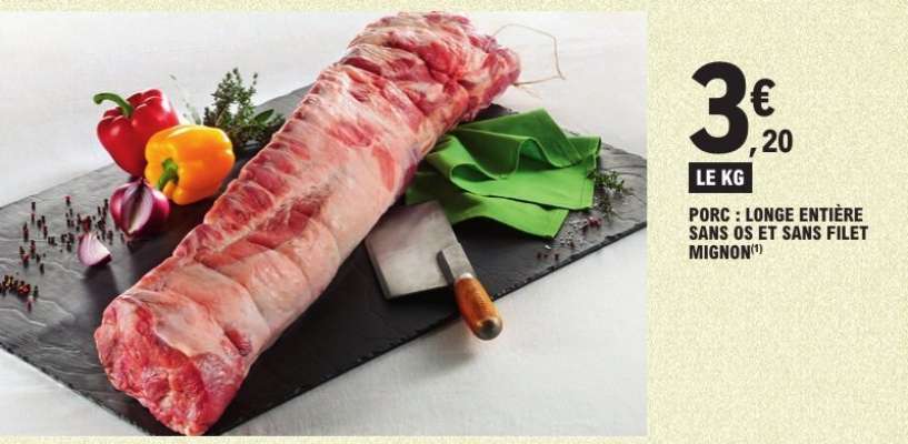 Porc : Longe entière sans os et sans filet mignon