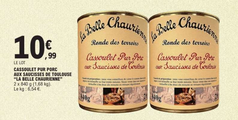 Cassoulet Pur Porc aux Saucisses de Toulouse 'La Belle Chaurienne'